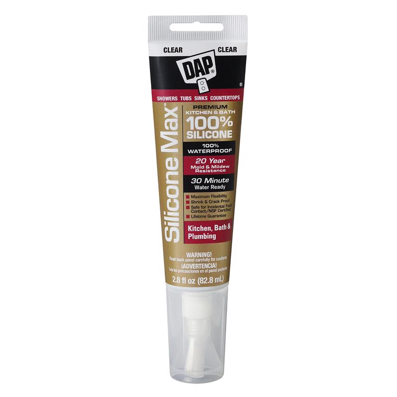 DAP Silicone Max Clear Silicone Kitchen and Bath Sealant 2.8 oz