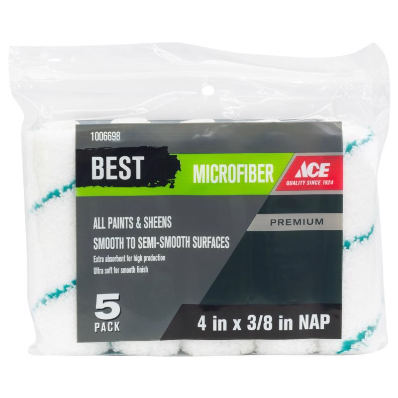 Ace Best Microfiber 4 in. W X 3/8 in. Mini Paint Roller Cover 5 pk