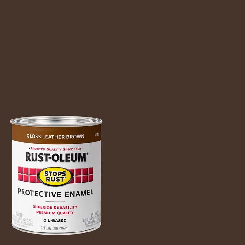 Rust-Oleum Stops Rust Indoor and Outdoor Gloss Leather Brown Oil-Based Protective Paint 1 qt