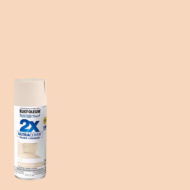 Rust-Oleum Painter's Touch 2X Ultra Cover Satin Ivory Silk Paint+Primer Spray Paint 12 oz
