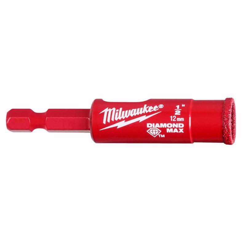 Milwaukee Diamond Max 1/2 in. Diamond Grit Glass/Porcelain/Tile/Stone 3 in. L X 1/4 in. D Hole Saw