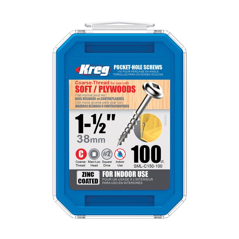 Kreg No. 8 X 1-1/2 in. L Square Zinc-Plated Coarse Pocket-Hole Screw 100 pk
