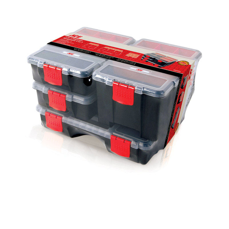 Ace 3 in. H Storage Organizer Set Plastic Black