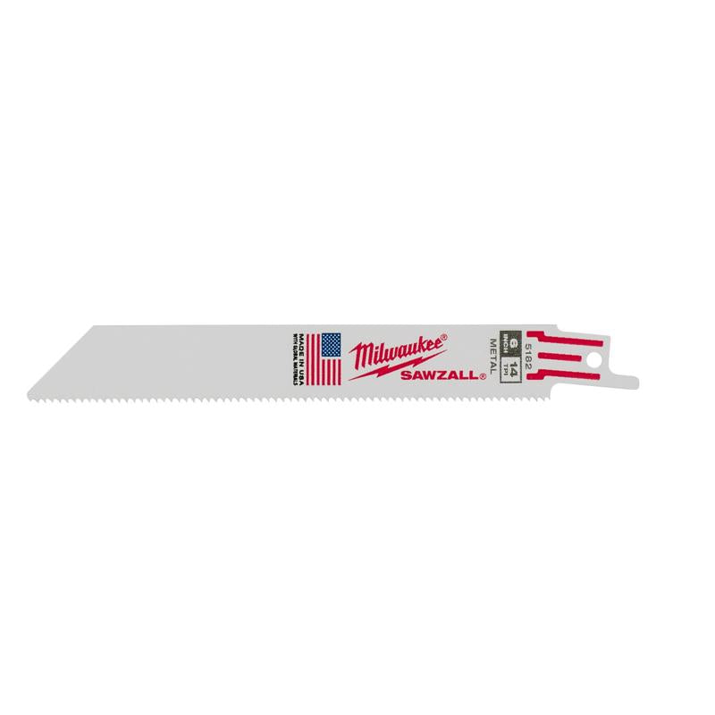 Milwaukee SAWZALL 6 in. Bi-Metal Reciprocating Saw Blade 14 TPI 1 pk