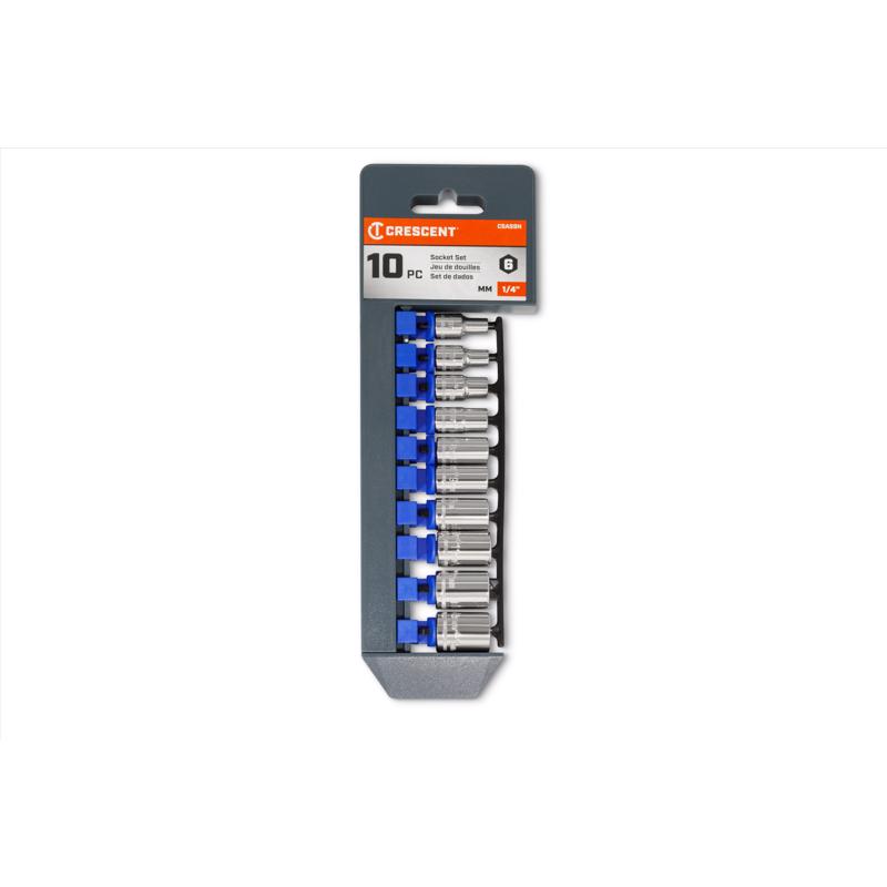 Crescent 1/4 in. X 1/4 in. drive Metric 6 Point Standard Socket Set 10 pc