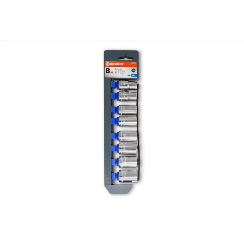 Crescent 1/2 in. X 1/2 in. drive Metric 12 Point Socket Set 8 pc
