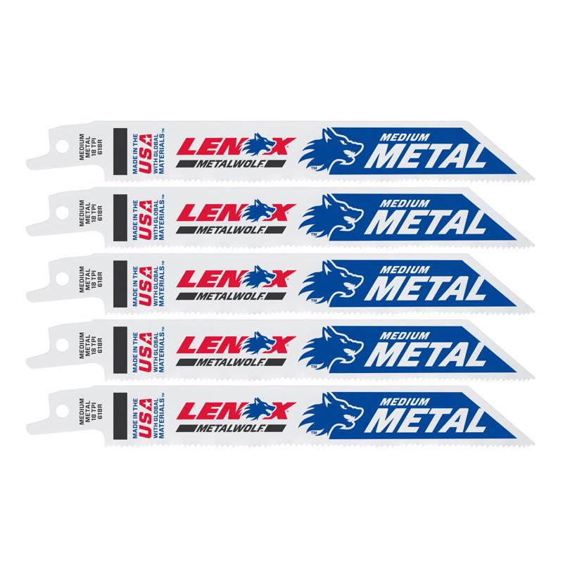 Lenox METALWOLF 6 in. Bi-Metal WAVE EDGE Reciprocating Saw Blade 18 TPI 5 pk