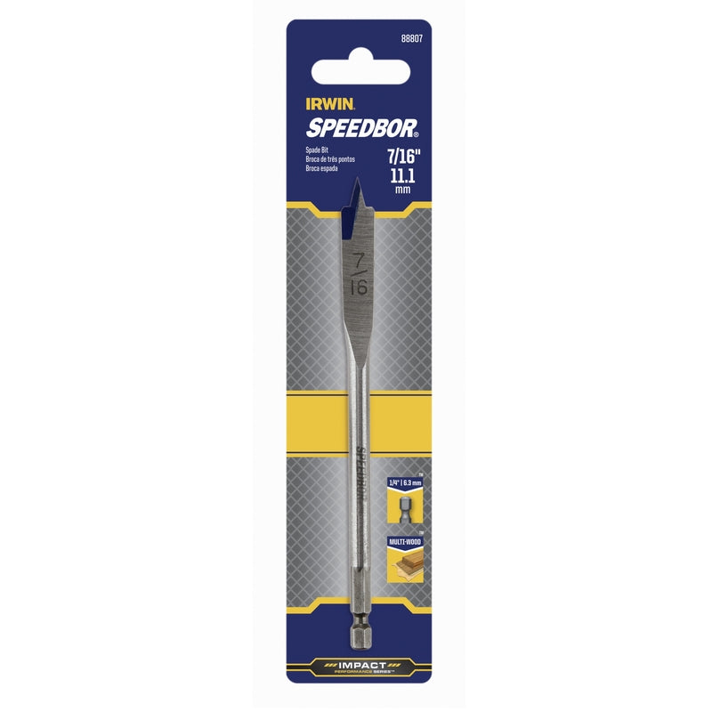 Irwin Speedbor 7/16 in. X 6 in. L Carbon Steel Wood Boring Bit Hex Shank 1 pc