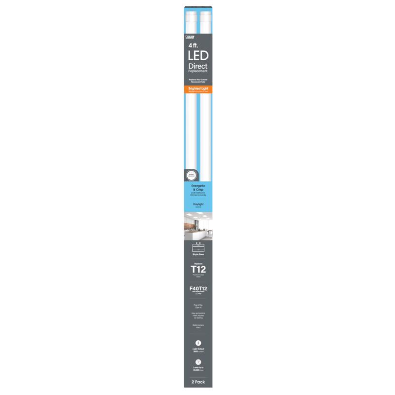 Feit T12 Daylight 48 in. Bin-Pin T12 LED Linear Lamp 40 Watt Equivalence 2 pk