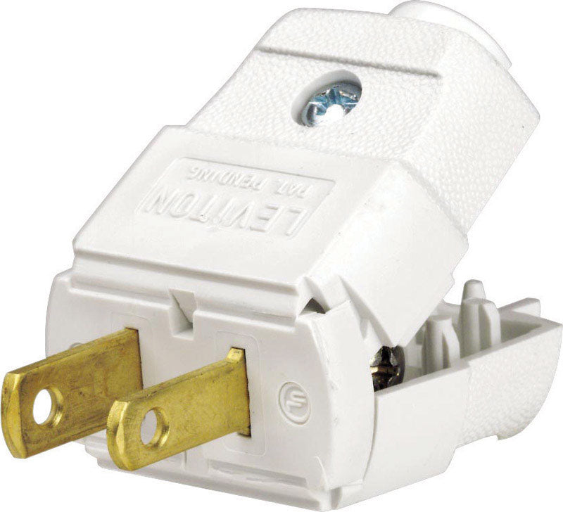Leviton Residential Thermoplastic Straight Blade Plug 1-15P 20-16 AWG 2 Pole 2 Wire