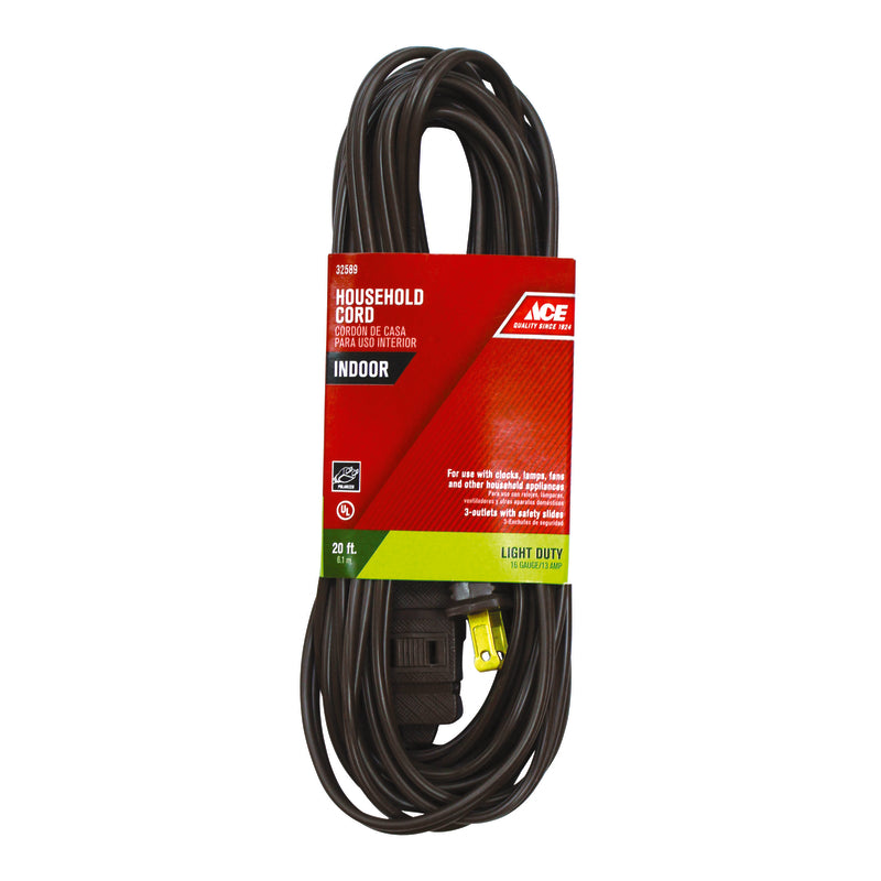 Ace Indoor 20 ft. L Brown Extension Cord 16/2 SPT-2