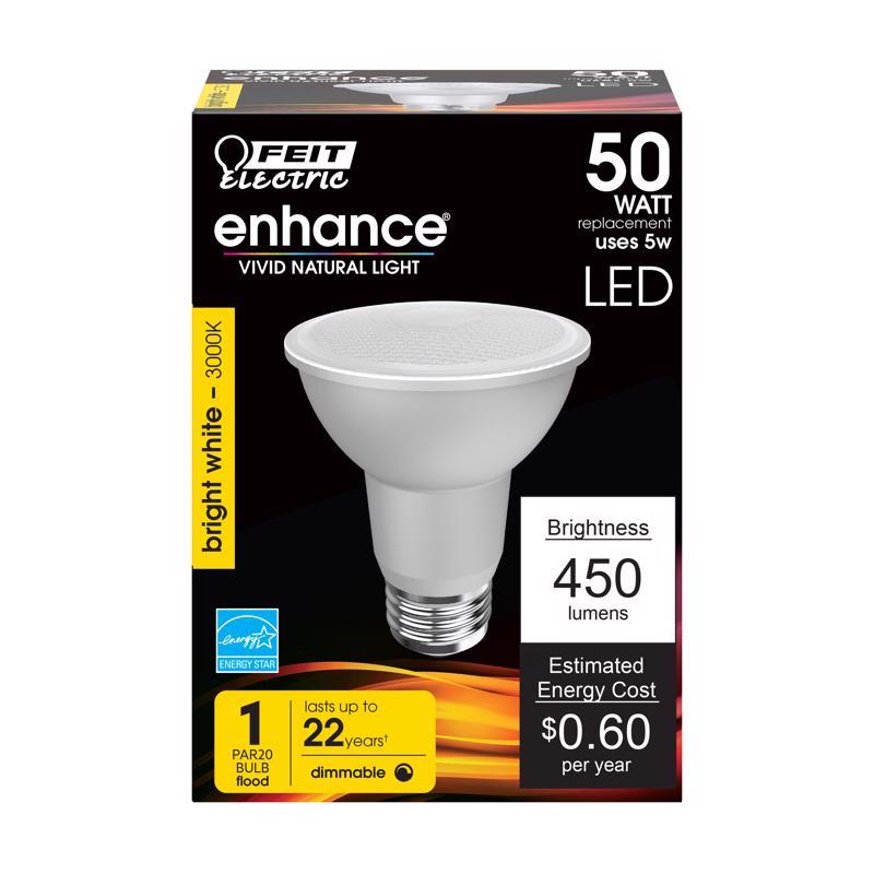 Feit PAR20 E26 (Medium) LED Bulb Bright White 50 Watt Equivalence 1 pk