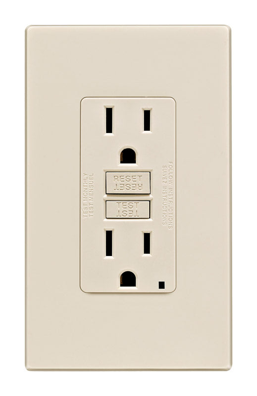 Leviton SmartlockPro 15 amps 125 V Duplex Light Almond GFCI Outlet 5-15R 1 pk