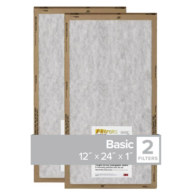 Filtrete 12 in. W X 24 in. H X 1 in. D Polypropylene 2 MERV Flat Panel Filter 2 pk