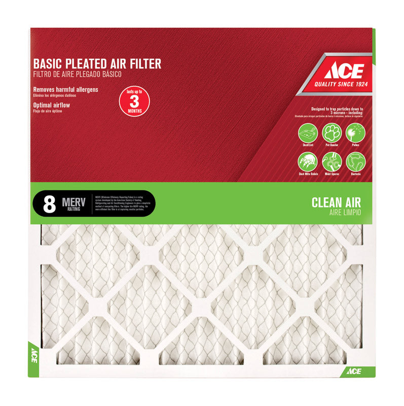 Ace 18 in. W X 25 in. H X 1 in. D Synthetic 8 MERV Pleated Air Filter 1 pk