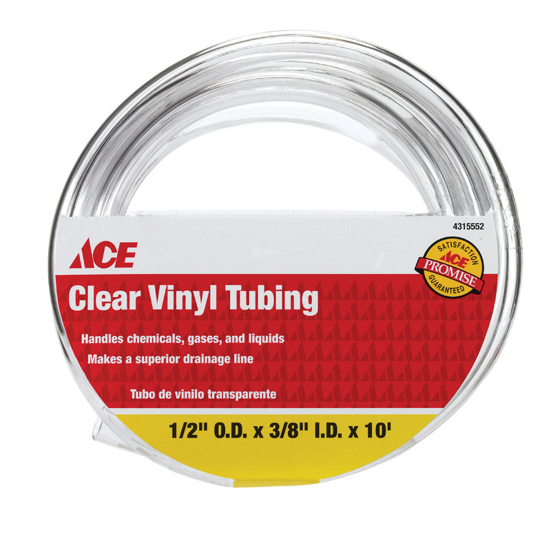 Ace ProLine 3/8 in. D X 1/2 in. D X 10 ft. L PVC Vinyl Tubing
