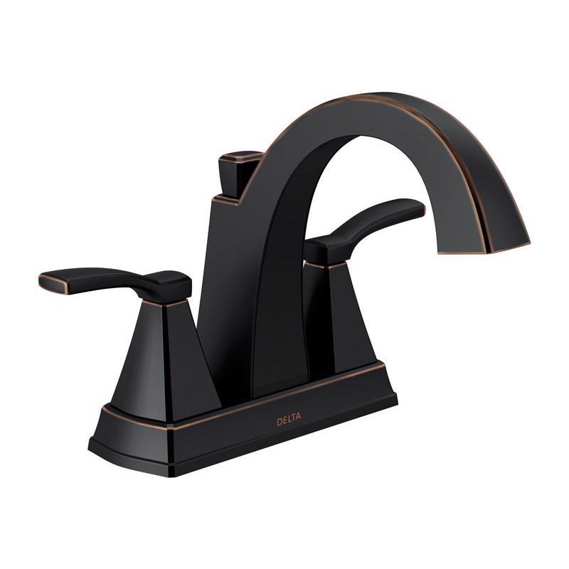 Delta Flynn Oil Rubbed Bronze Traditional Centerset Bathroom Sink Faucet 4 in.