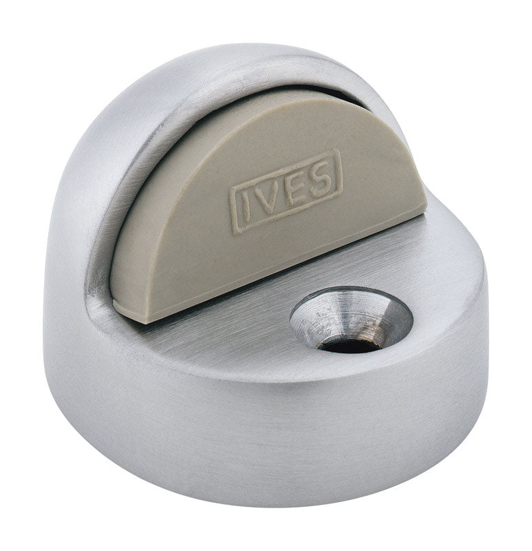 Ives 1-3/4 in. W X 2 in. L Brass Satin Chrome Door Stop Mounts to floor