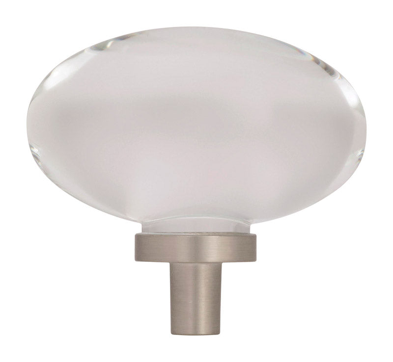 Amerock Glacio Oval Cabinet Knob 1-3/16 in. Satin Nickel 1 pk