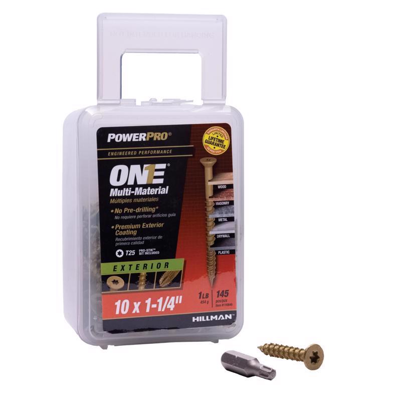 HILLMAN Power Pro No. 10 Ga. X 1-1/4 in. L Star Flat Head Coarse Multi-Material Screws