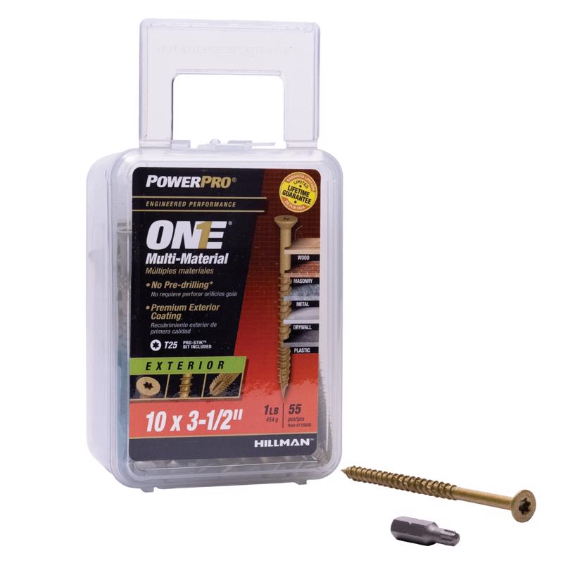 HILLMAN Power Pro No. 10 Ga. X 3-1/2 in. L Star Flat Head Coarse Multi-Material Screws