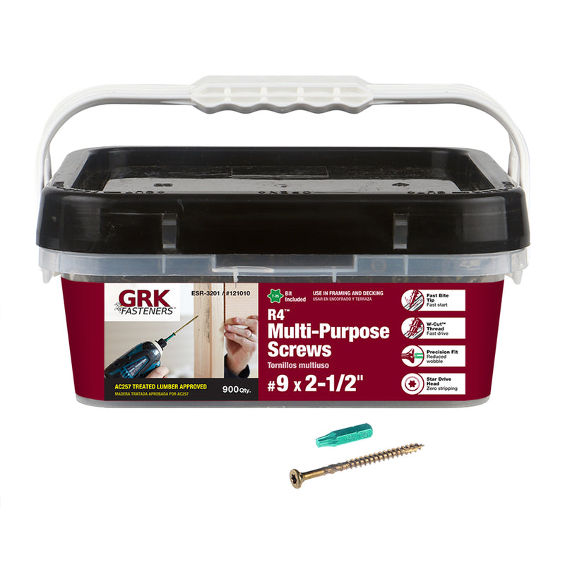 GRK Fasteners R4 No. 9 in. X 2-1/2 in. L Star Flat Head W-Cut Multi-Purpose Screws