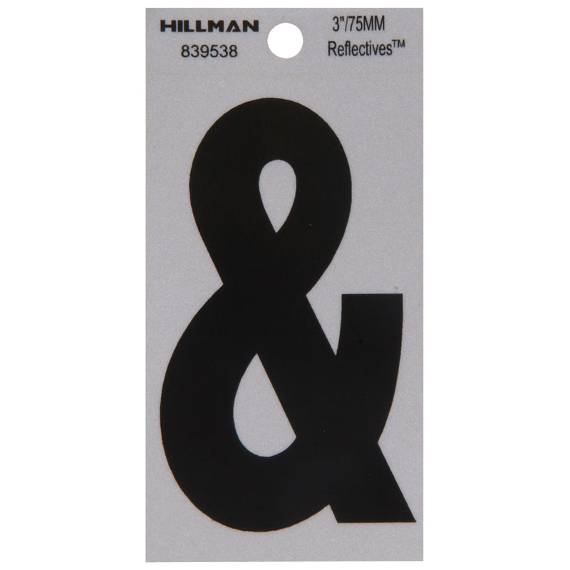 HILLMAN 3 in. Reflective Black Vinyl Self-Adhesive Special Character Ampersand 1 pc