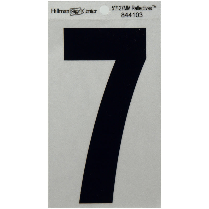 HILLMAN 5 in. Reflective Black Vinyl Self-Adhesive Number 7 1 pc