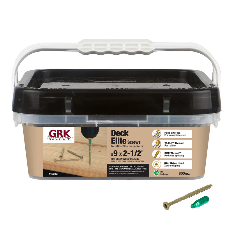 GRK Fasteners Deck Elite No. 9 in. X 2-1/2 in. L Tan Star Star Head Deck Screws 800 pk