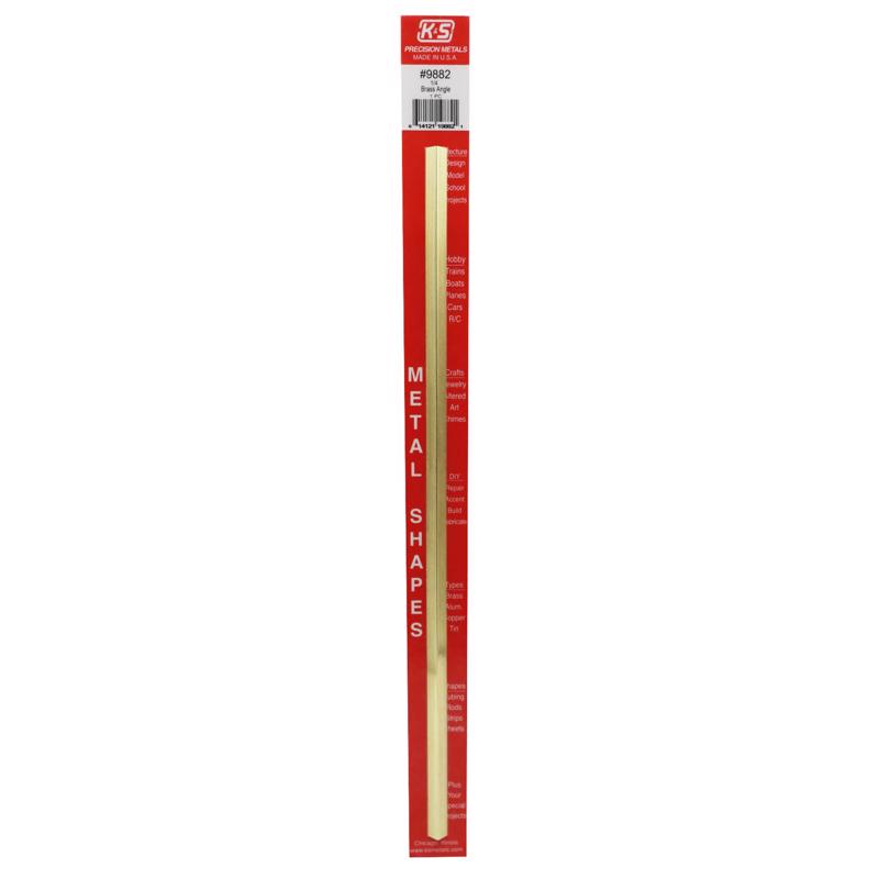 K&S 0.014 in. X 0.25 in. W X 12 in. L Brass Angle