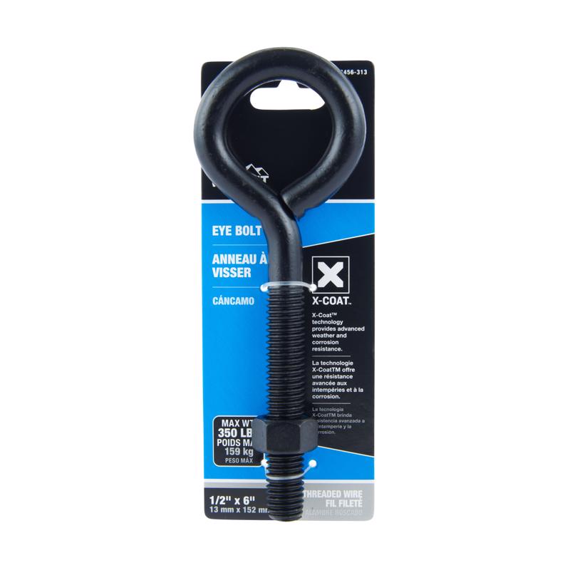 Wright 1/2 in. X 6 in. L Black Steel Eyebolt Nut Included