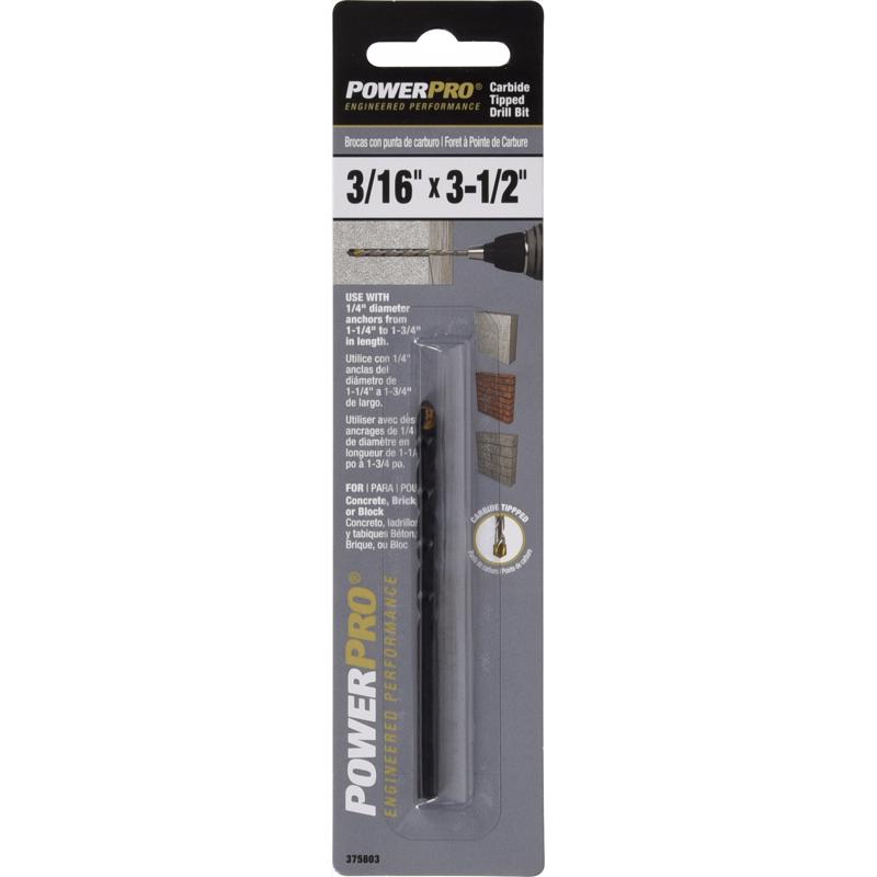 HILLMAN Power Pro 3/16 in. X 3-1/2 in. L Carbon Steel Drill Bit 1 pk