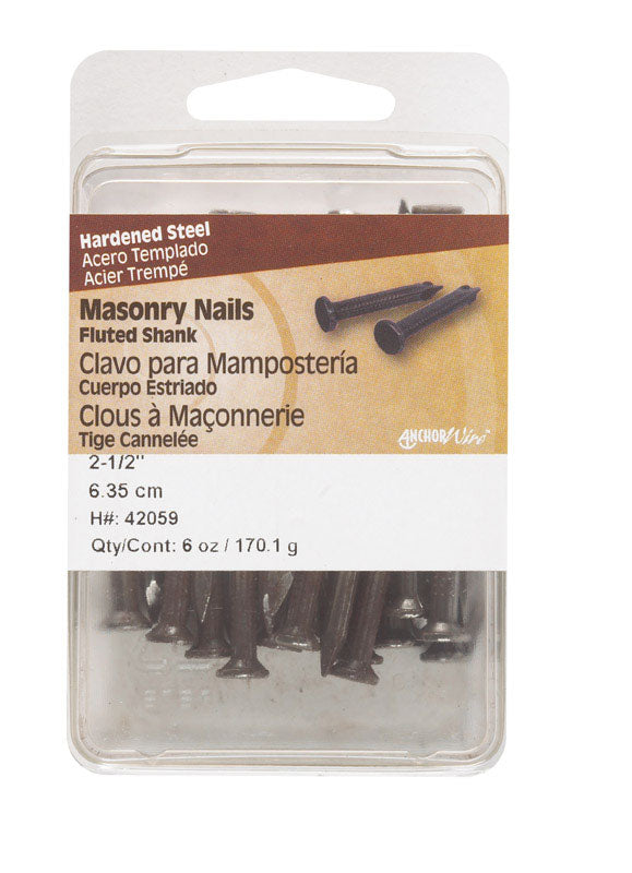HILLMAN Anchor Wire 2-1/2 in. Masonry Bright Hardened Steel Nail Flat Head 6 oz