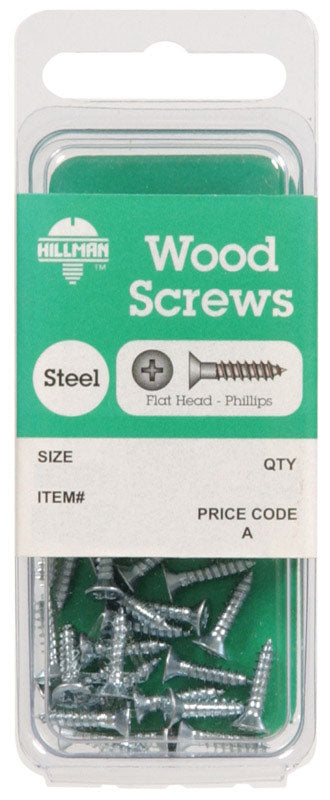 HILLMAN No. 10 X 3/4 in. L Phillips Zinc-Plated Coarse Wood Screws 1 pk