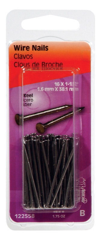 HILLMAN Anchor Wire 1-1/2 in. Wire Bright Steel Nail Flat Head
