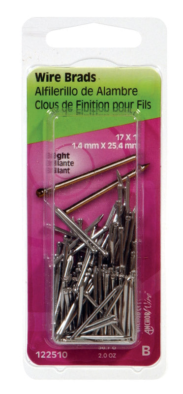HILLMAN Anchor Wire 17 Ga. X 1 in. L Bright Steel Brad Nails 1 pk 2 oz