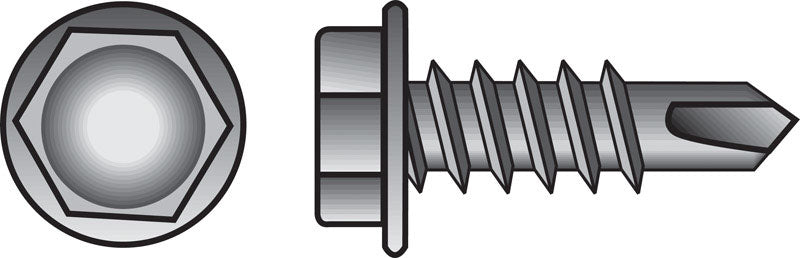 HILLMAN No. 8 Ga. X 1-1/2 in. L Phillips Hex Washer Head Sheet Metal Screws 100 pk