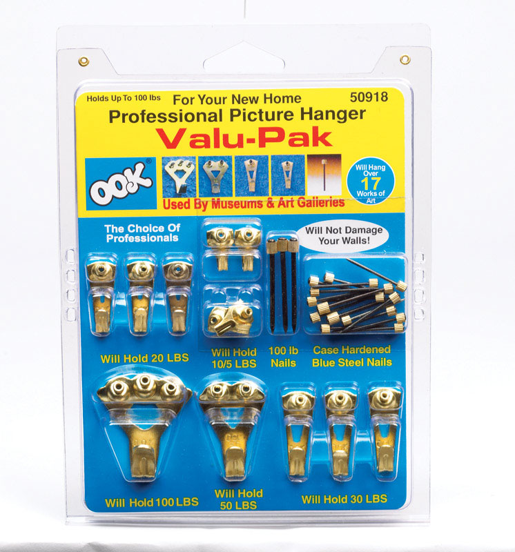 OOK Brass-Plated Assorted Picture Hanging Set 100 lb 34 pk