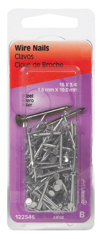 HILLMAN Anchor Wire 3/4 in. Wire Bright Steel Nail Flat Head