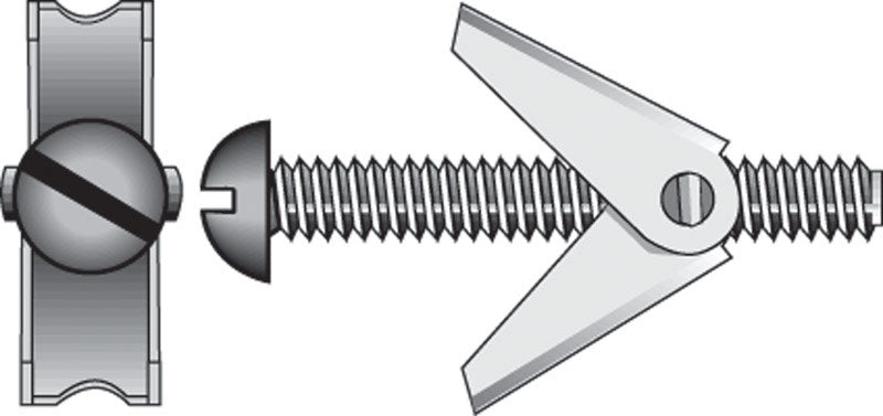 HILLMAN 1/4 in. D X 4 in. L Round Zinc-Plated Steel Toggle Bolt 5 pk