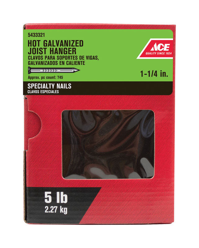 Ace 1-1/4 in. Joist Hanger Hot-Dipped Galvanized Steel Nail Flat Head 5 lb