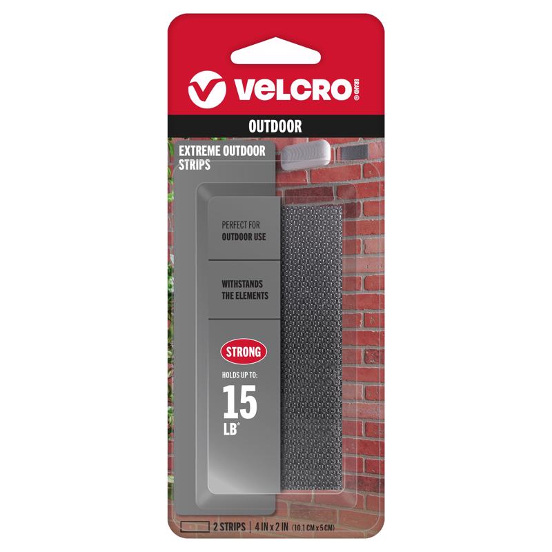 VELCRO Brand Extreme Outdoor Medium Nylon Hook and Loop Fastener 4 in. L 2 pk