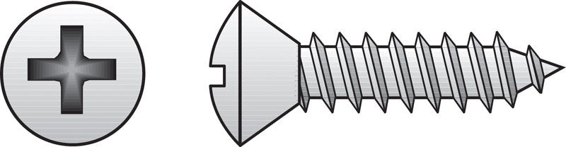 HILLMAN No. 8 Ga. X 1 in. L Phillips Oval Head Sheet Metal Screws 100 pk