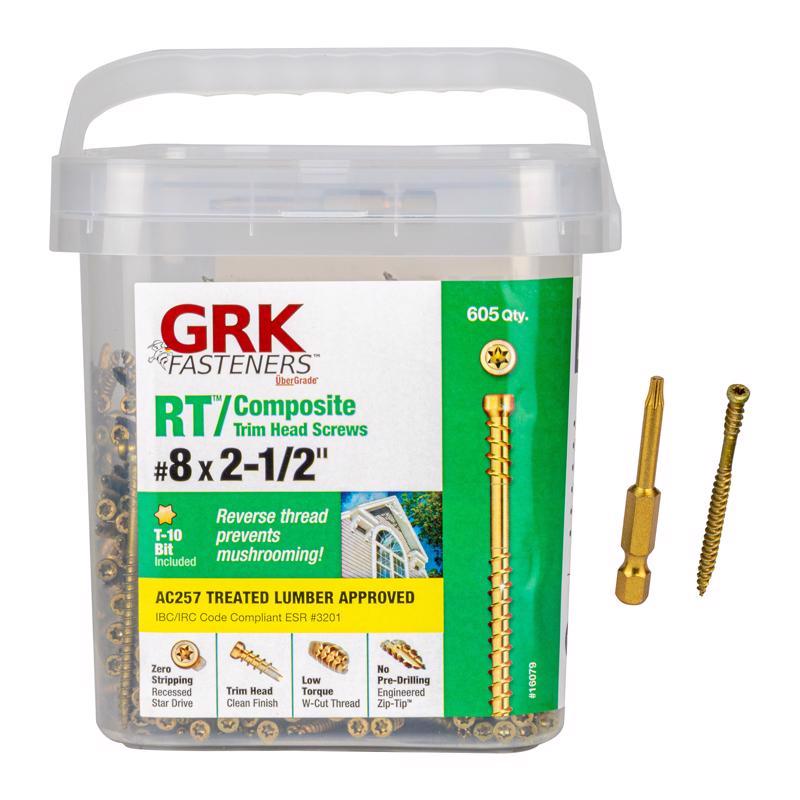 GRK Fasteners No. 8 X 2-1/2 in. L Star Coated Reverse Screws 605 pk