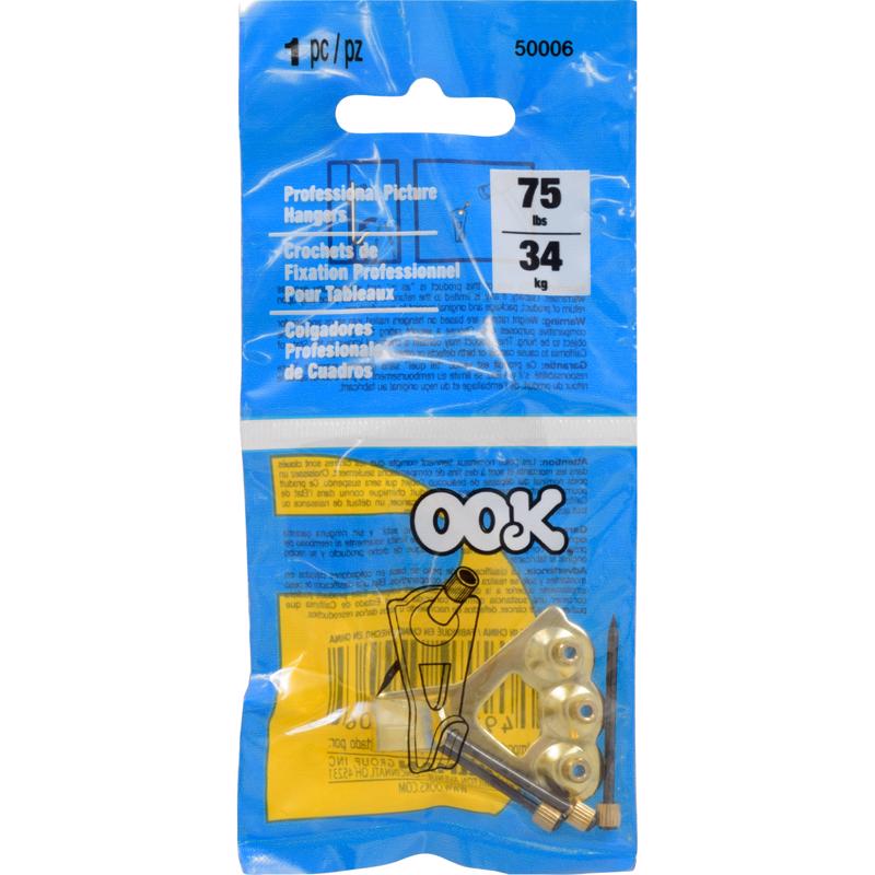 HILLMAN OOK Brass-Plated Blue Picture Hanger 75 lb 1 pk