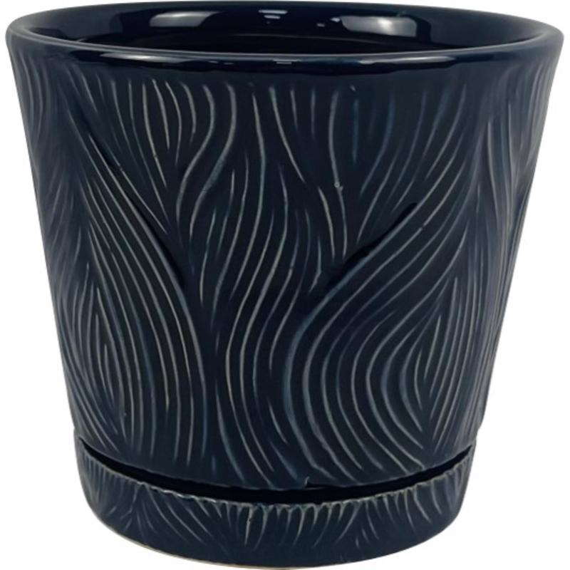 Border Concepts 5.25 in. H X 6 in. D Ceramic Delica Loom Planter Denim