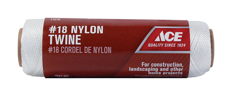 Ace 18 in. D X 260 ft. L White Twisted Nylon Twine