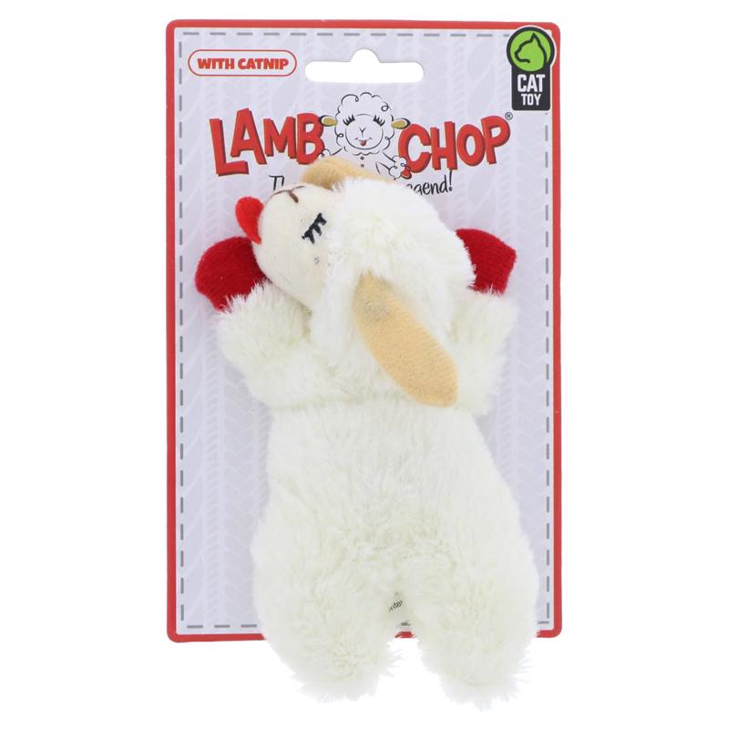 Multipet Lamb Chop White Plush Cat Toy 4 1 pk
