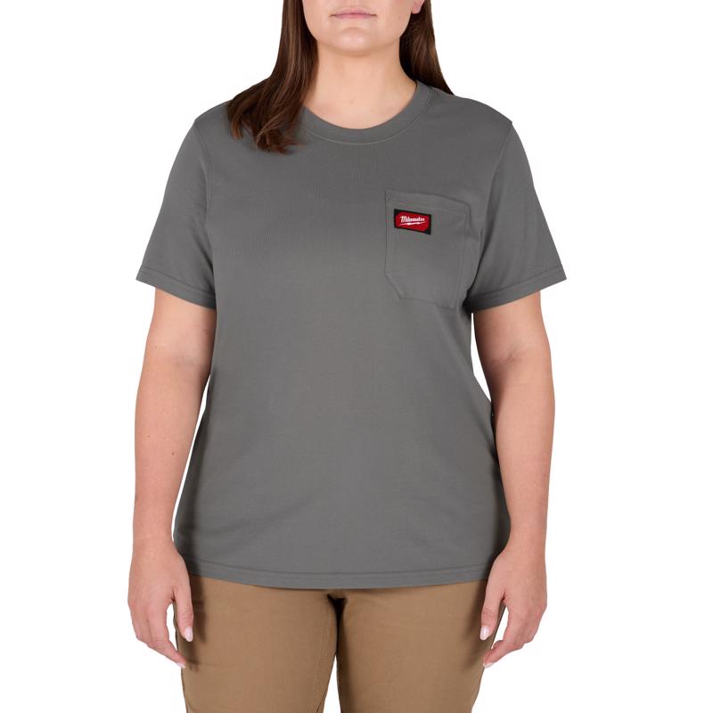 Milwaukee Gridiron XL Short Sleeve Women's Round Neck Gray Tee Shirt