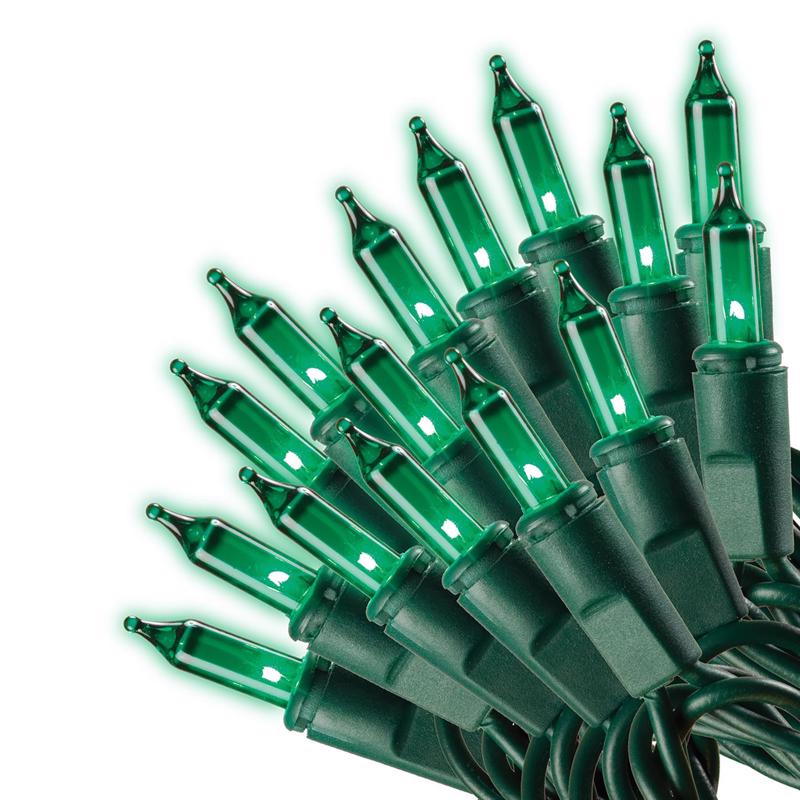 Celebrations Red Incandescent Mini Green 100 ct String Christmas Lights 20 ft.